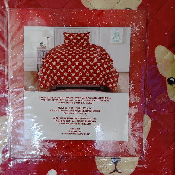 Twin quilt french bulldog christmas bedding pillow case sham frenchie - Picture 2 of 4